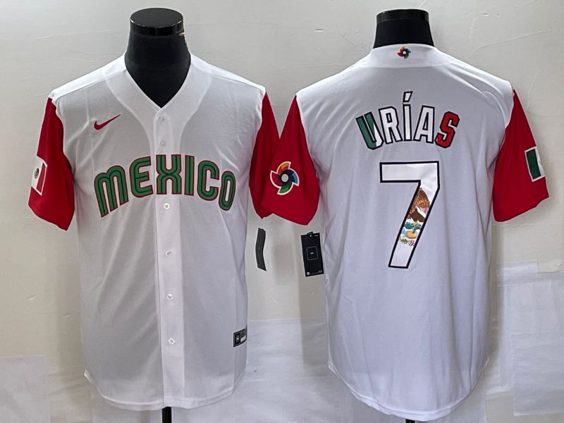 Men 2023 World Cub Mexico #7 Urias White camo Nike MLB Jersey14